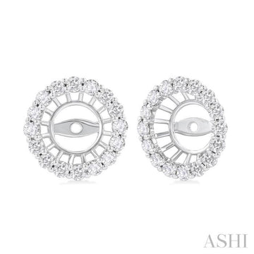 5/8 Ctw Round Cut Diamond 6MM Round Earrings Jacket in 14K White Gold